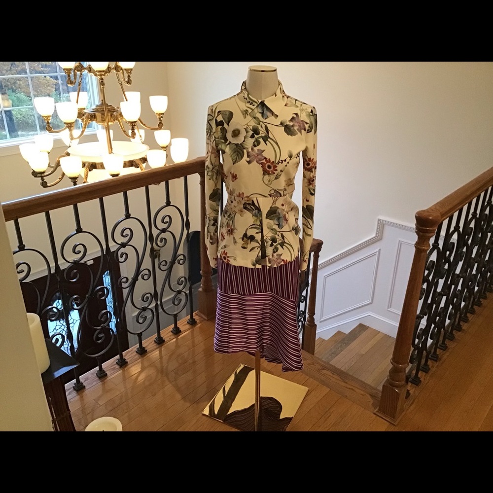 Zara Women's Long Sleeve Floral Cream Shirt